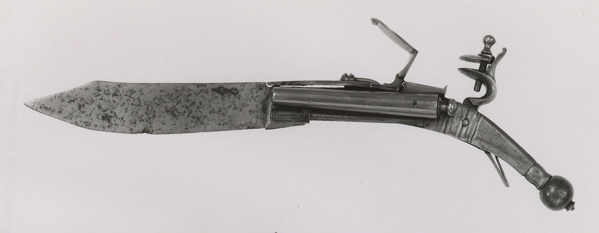 combined double-barreled flintlock pistol and folding knife, swe