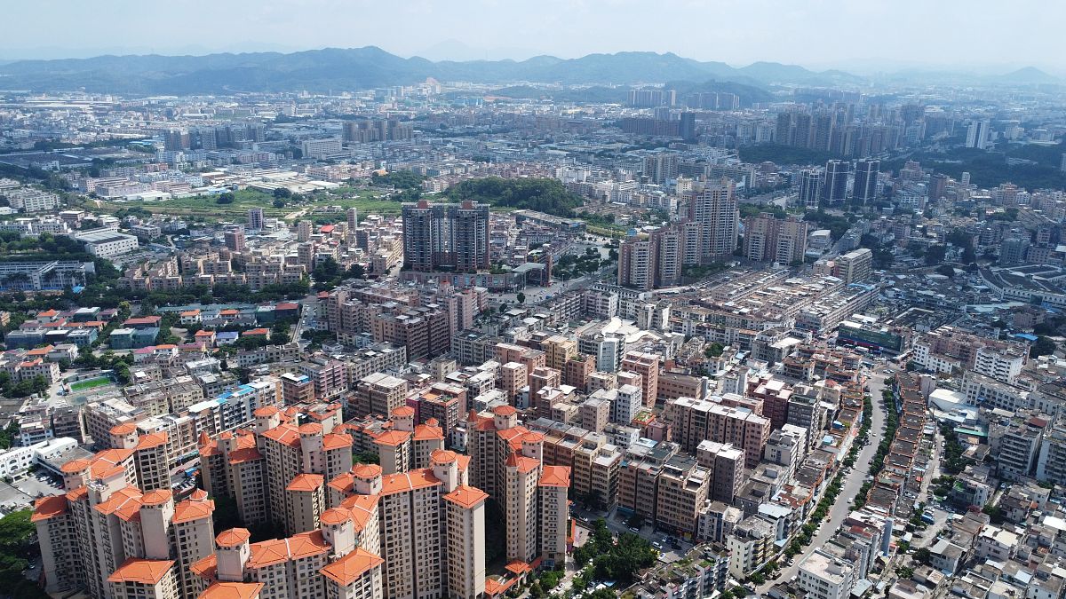 2021年9月10日,广东省东莞市清溪镇,航拍城市风光.