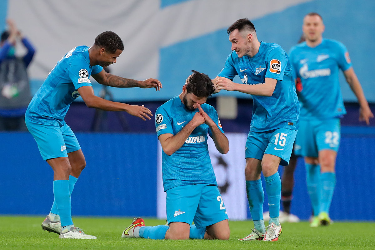 petersburg celebrates <strong>h</strong>is goal during the uefa ch