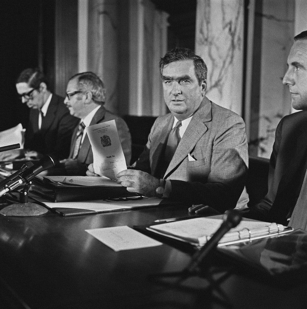 british labour politician denis healey (1917 - 2015), chancellor