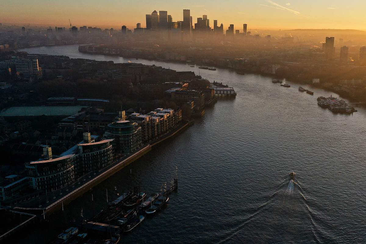当地时间2022年1月14日,英国伦敦,英国政府的污染预测网站建议,英国南