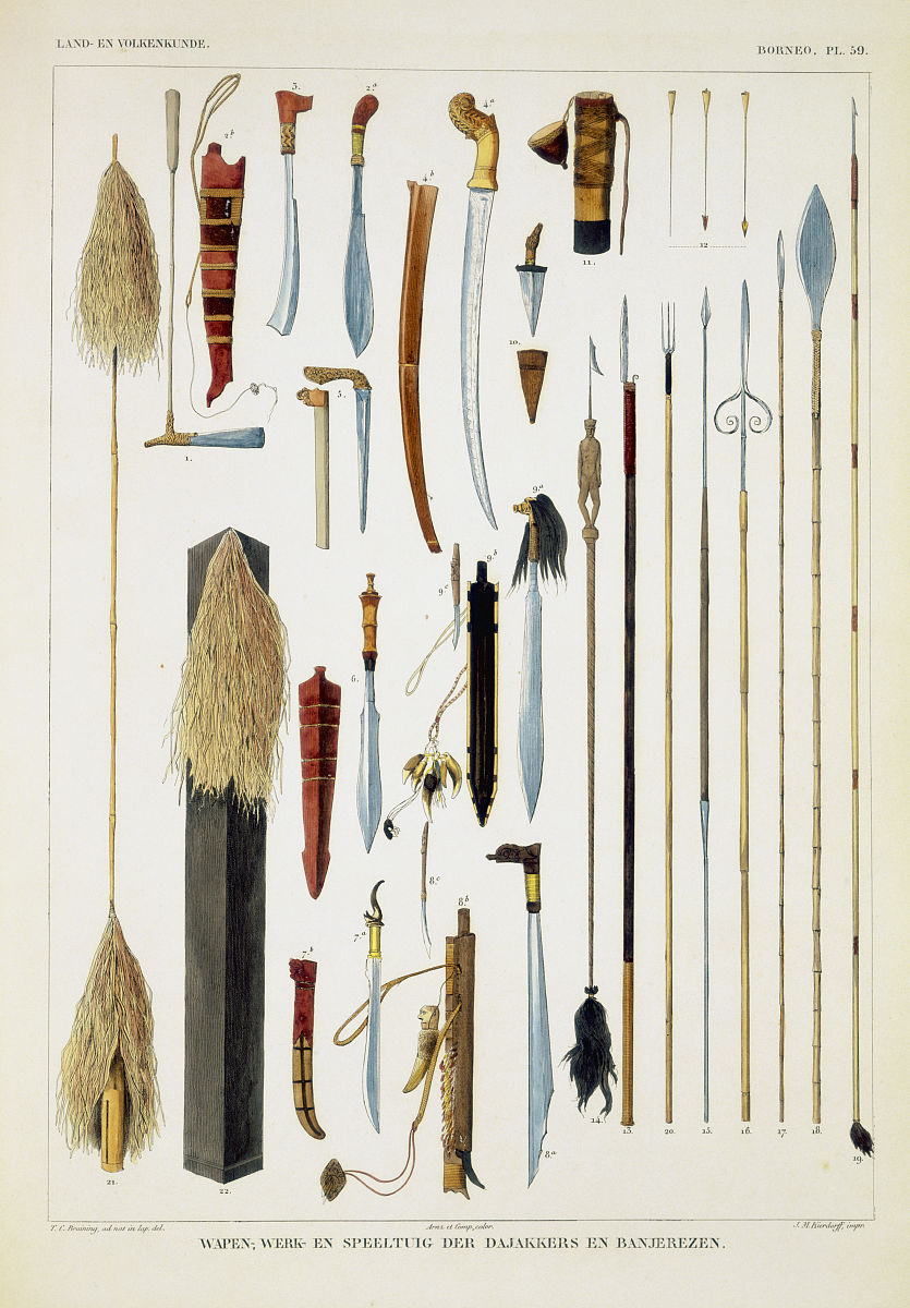 book illustration of weapons and artifacts from borneo (photo by