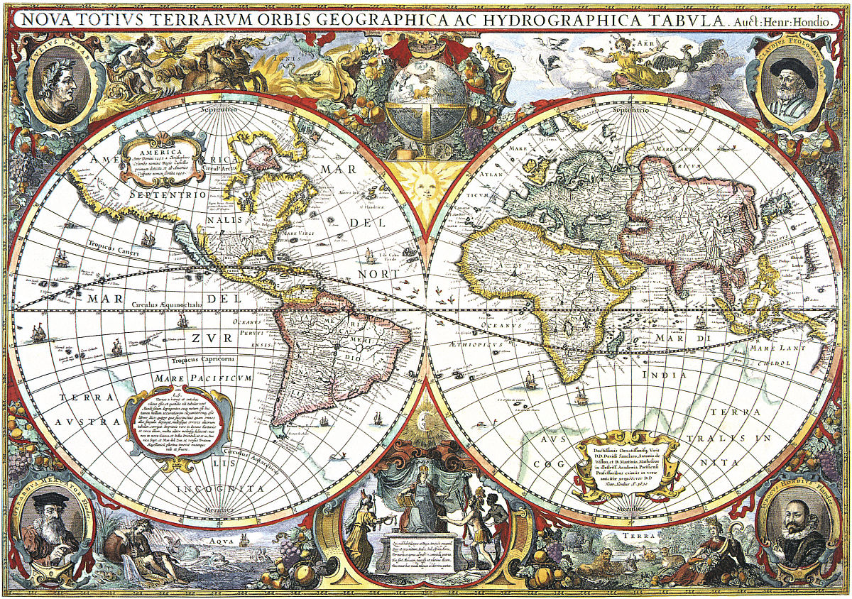 double-hemisphere map of the world 1630. (photo by: picturenow/u