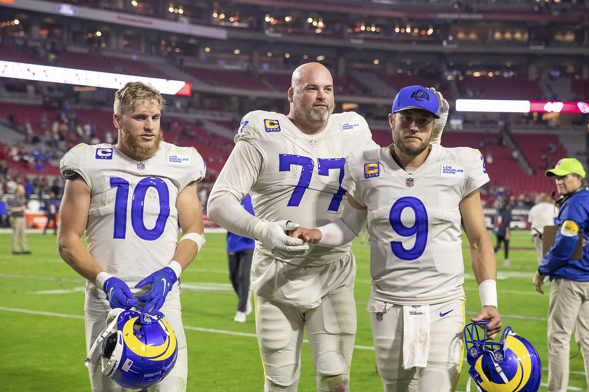 (10) cooper kupp, (77) andrew whitworth, and (9) matthew staffor