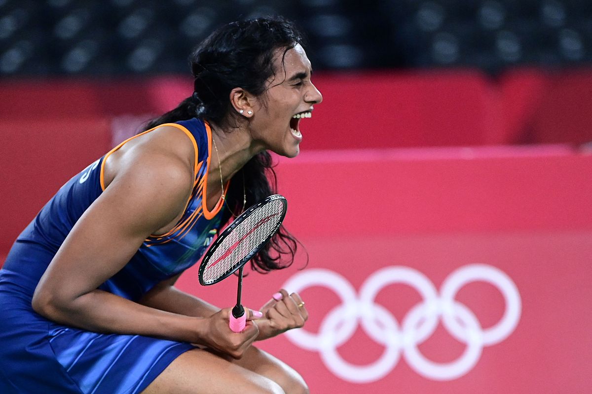 topshot - india's p. v. sindhu celebrates as she wins against ja