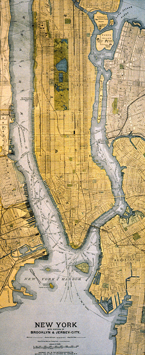 new york, n.y.: map of new york city with portions of brooklyn a