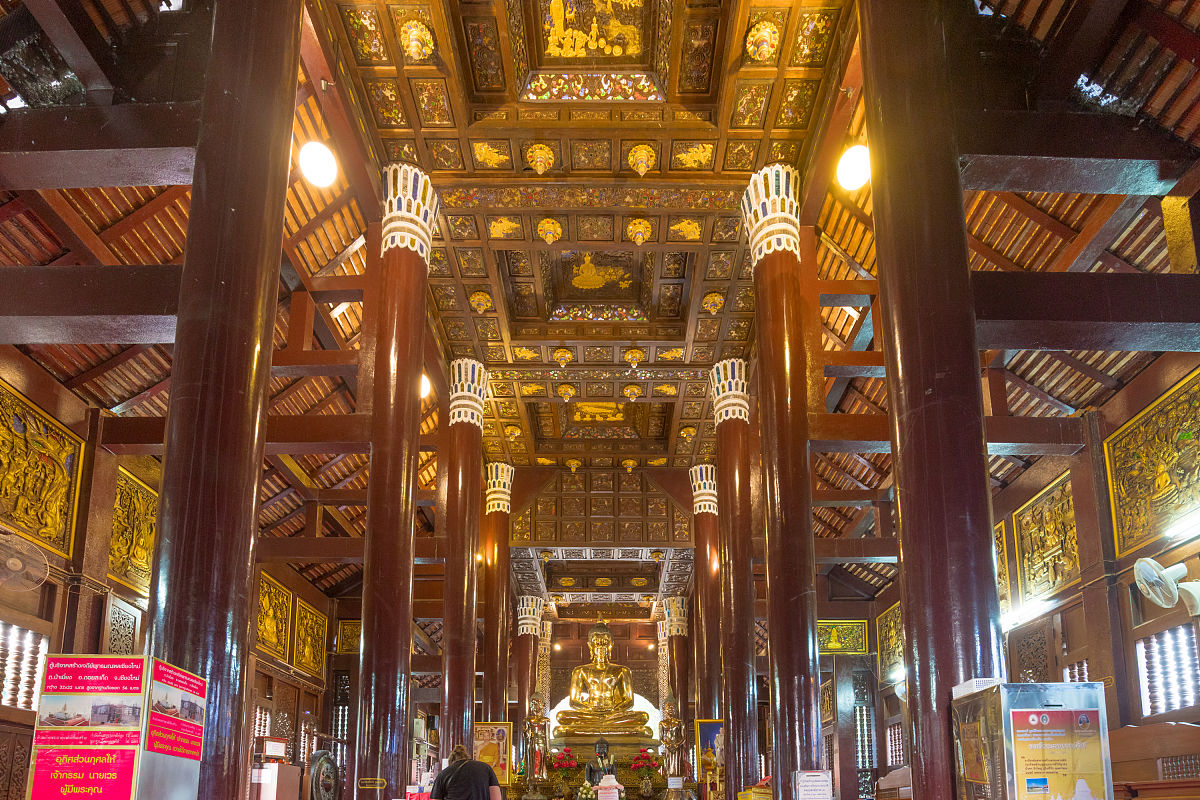 2020年1月,泰国清迈,柚木寺主殿内景.