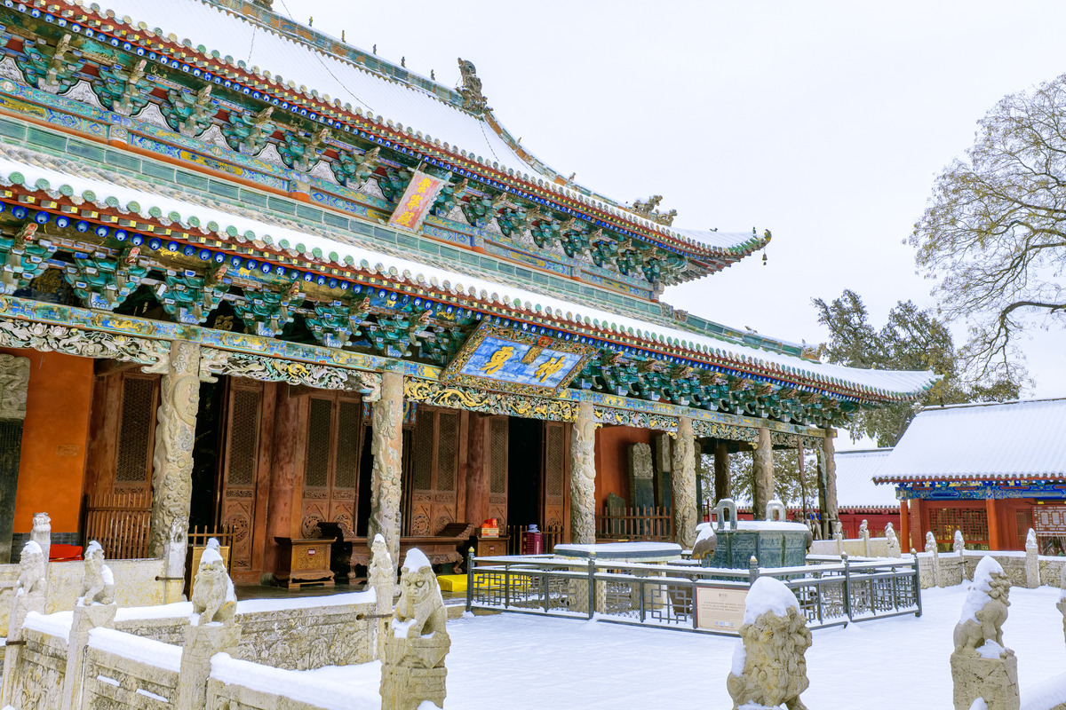2026年1月20日,雪后的山西省运城市解州关帝庙宛如一.
