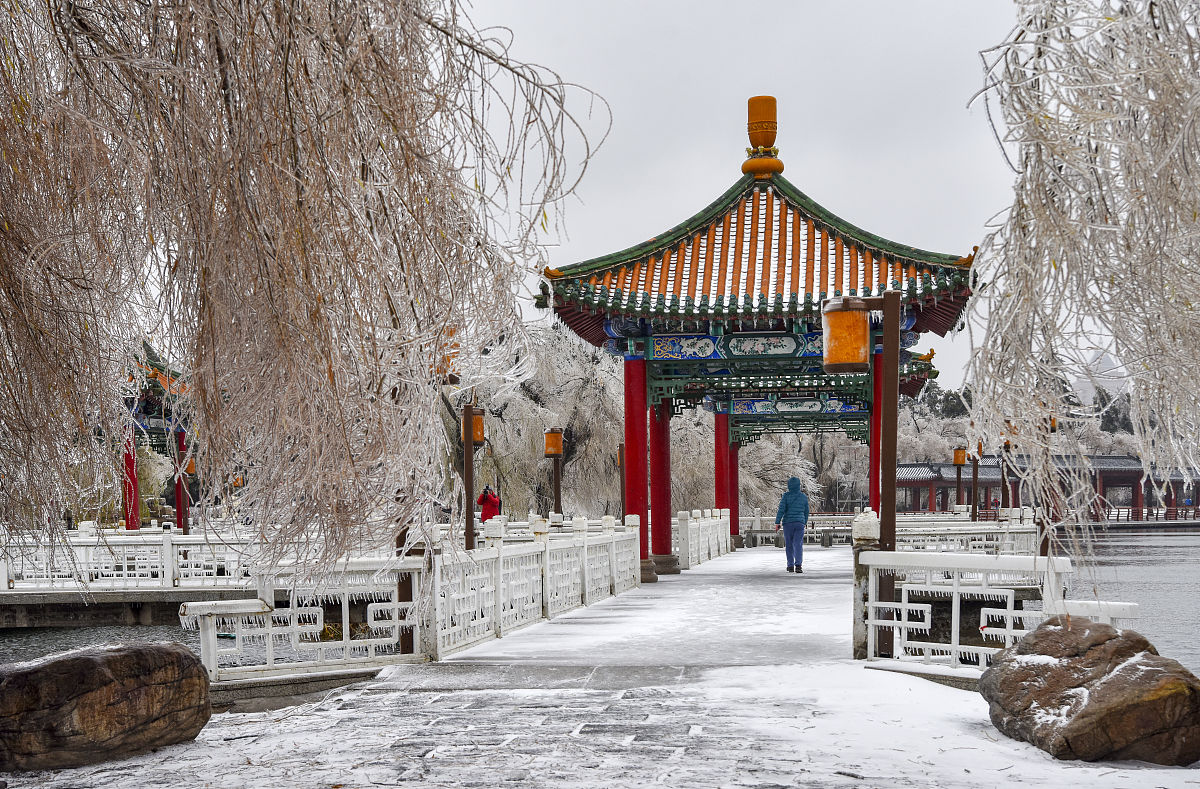 2020年11月20日,一场冻雨加大雪之后,长春整个城市变成水晶世界,南湖