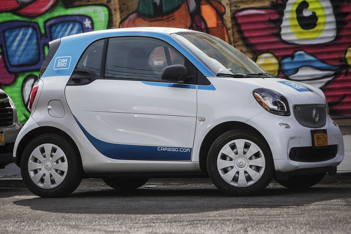 当地时间2017年2月25日,美国纽约,car2go共享汽车.a daimler ag smart