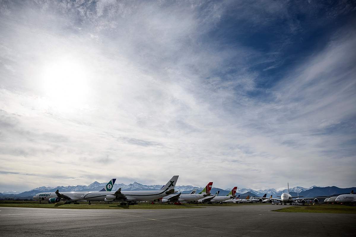 当地时间2021年2月4日,法国西南部azereix,tarmac aerosave公司的停机