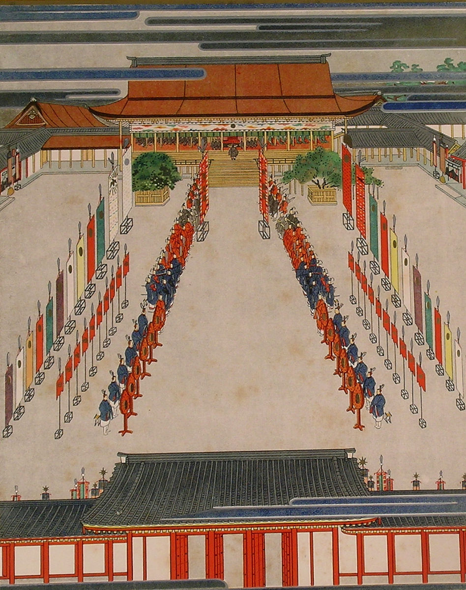 an imperial procession, reproductions of paintings of the royal 