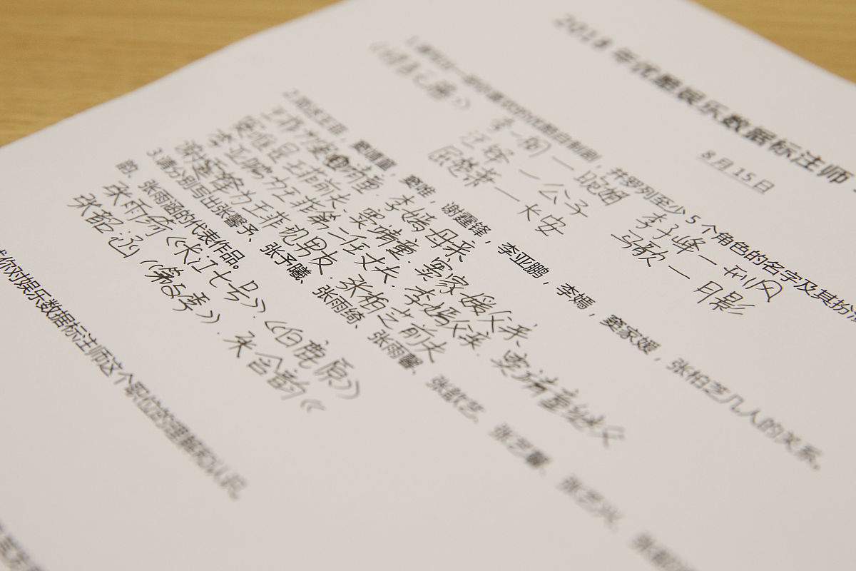 2018年8月15日,北京市,某视频网站举办"吻戏鉴定师"招聘面试,从上百份