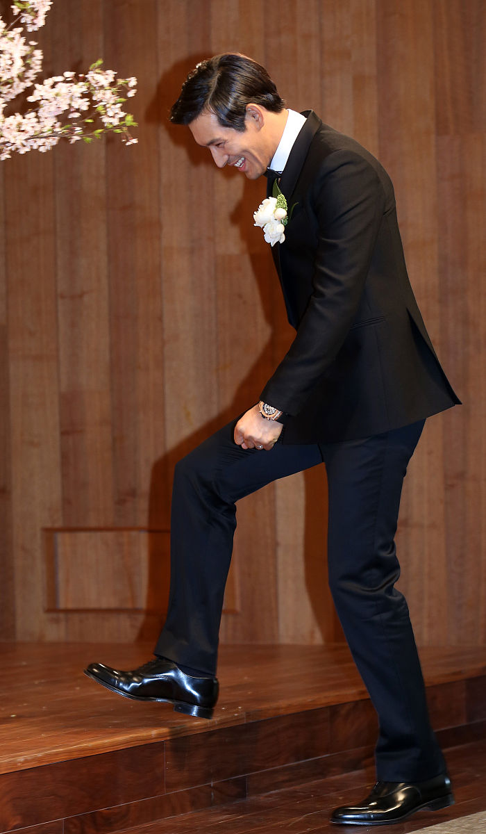 2014年4月12日,韩国首尔,韩国男星吴智昊在首尔新罗酒店举办婚礼. 吴