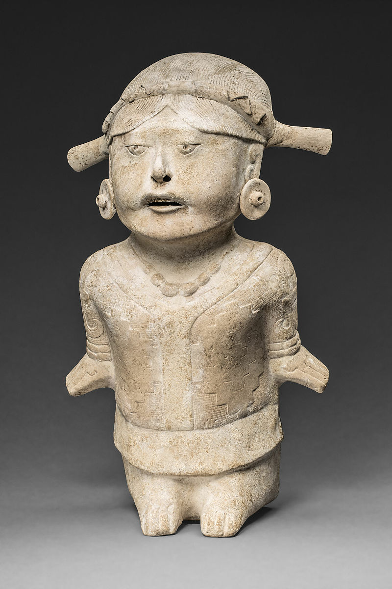 figure of a woman in ceremonial dress, a.d. 700/900. possibly to