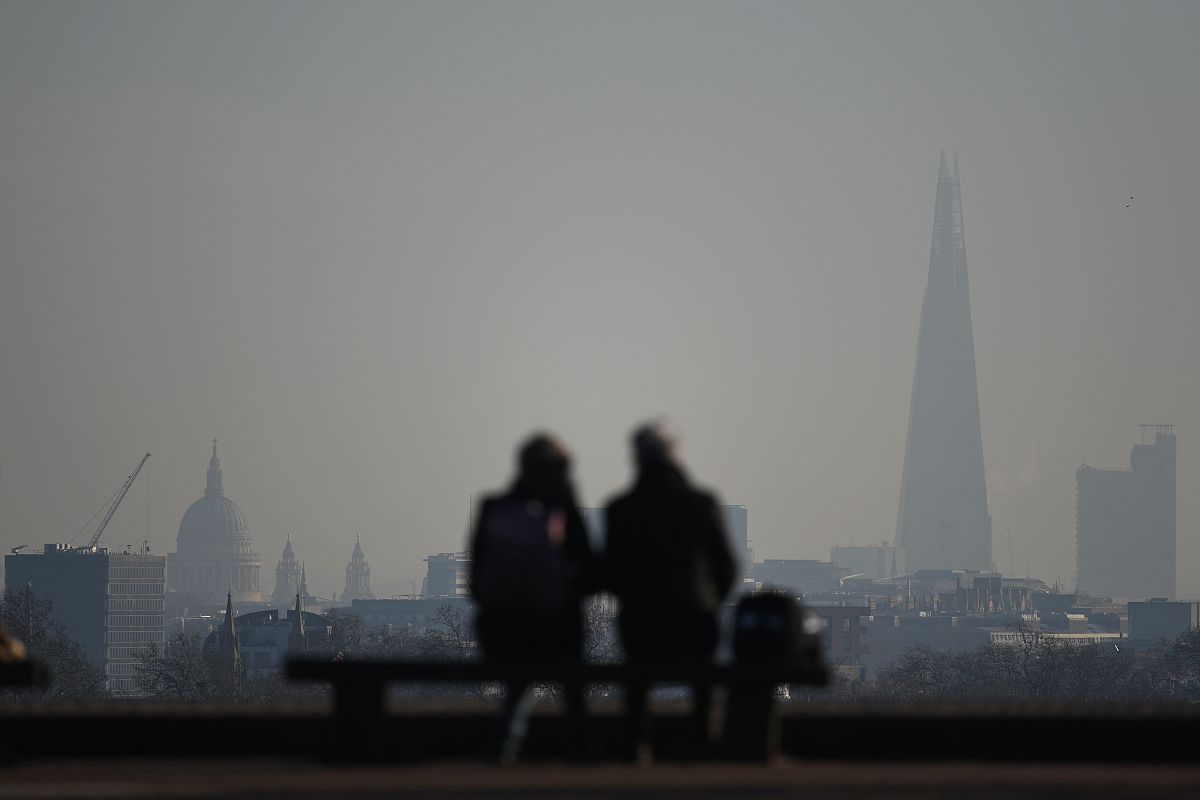 当地时间2022年1月14日,英国伦敦,英国政府的污染预测网站建议,英国南