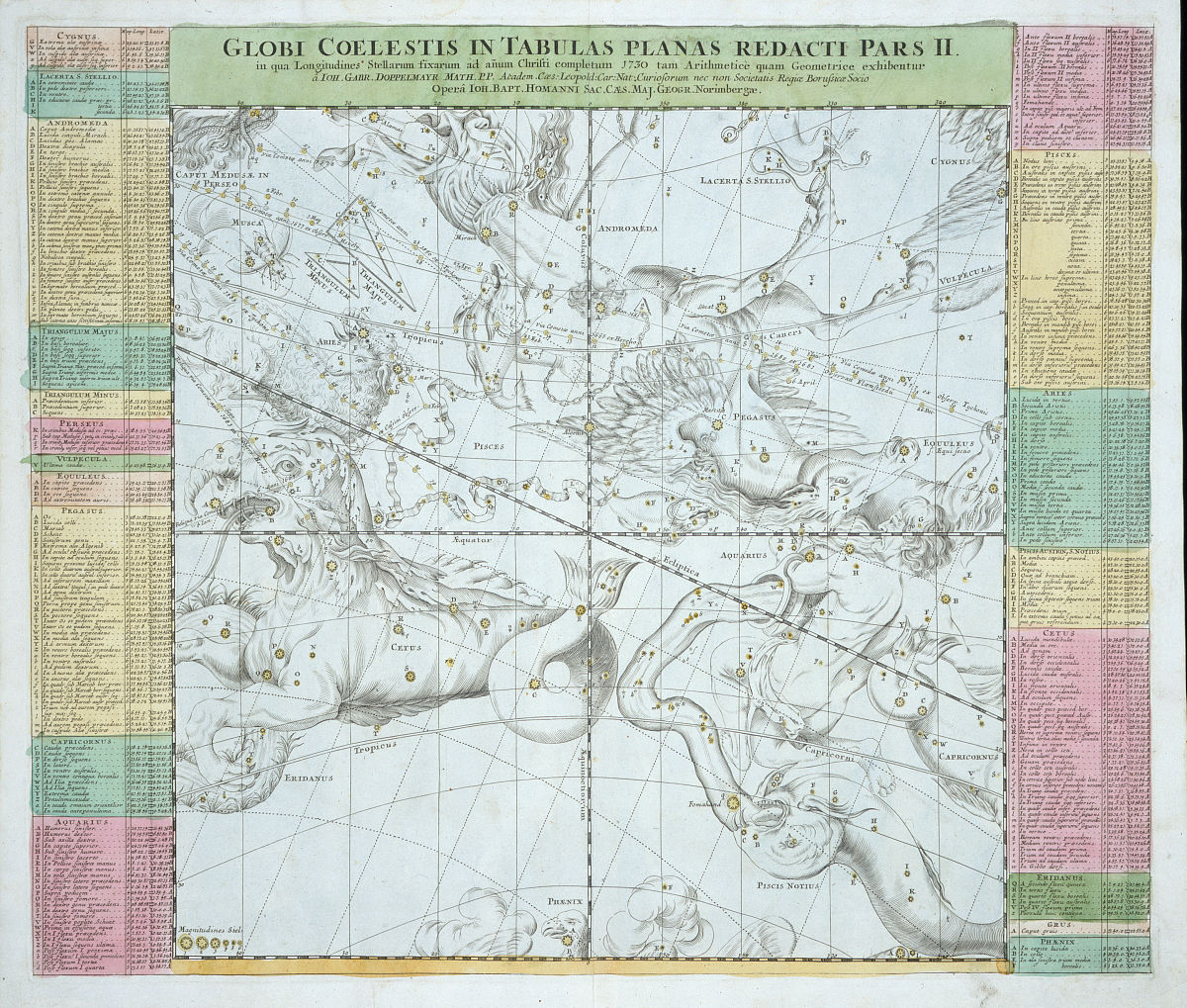 a print of a celestial map from the doppelmayr atlas by johann-b