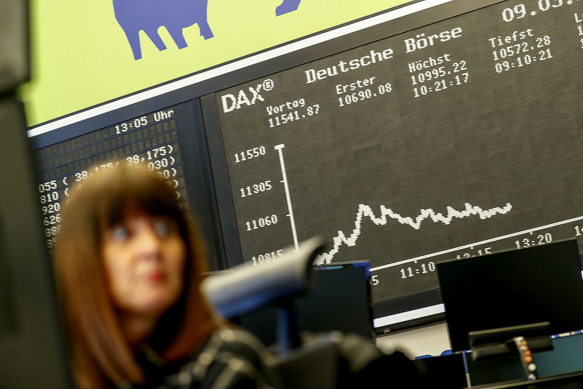 当地时间2020年3月9日,德国法兰克福,法兰克福证券交易所.the dax ind