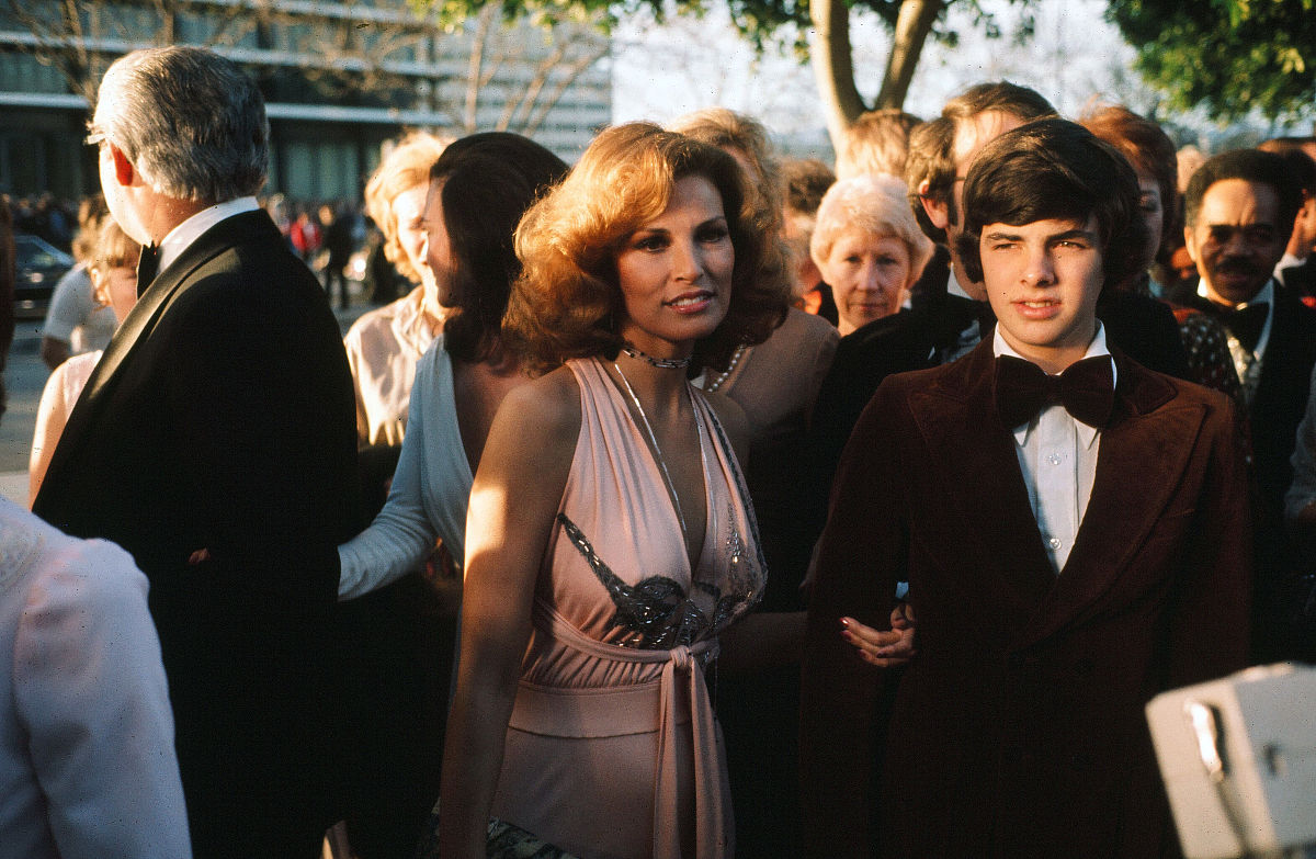 los angeles,ca - april 2,1974: actress raquel welch and son damo