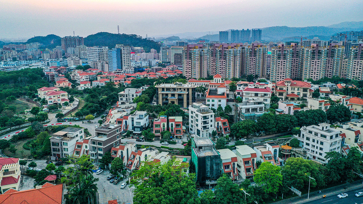 2021年04月22日,广东省东莞市,航拍东莞市长安镇.