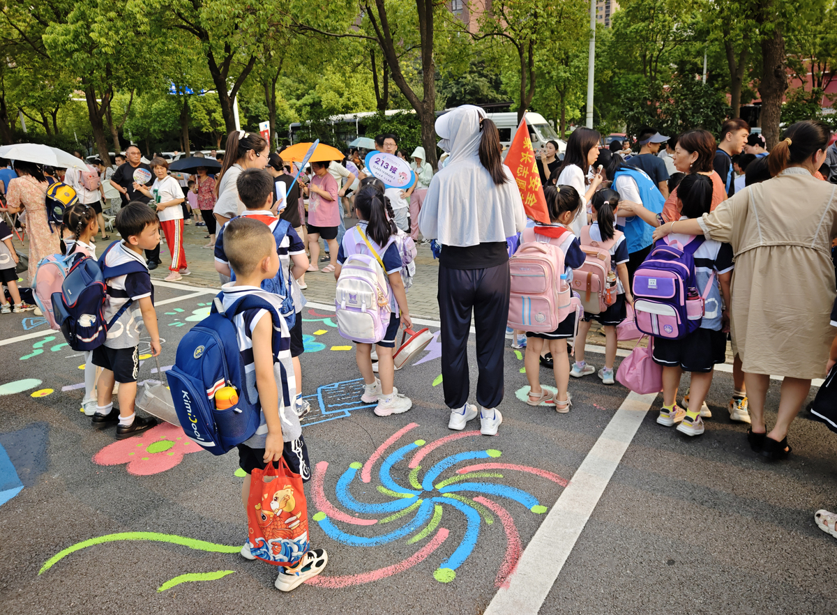 2024年9月2日,武汉,洪山实验小学北校区围墙外地面的,