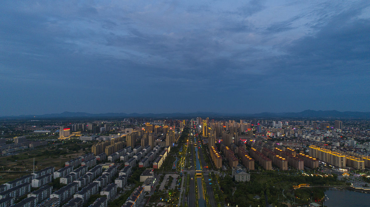 2020年5月21日,安徽宣城,航拍郎溪县城市夜景.