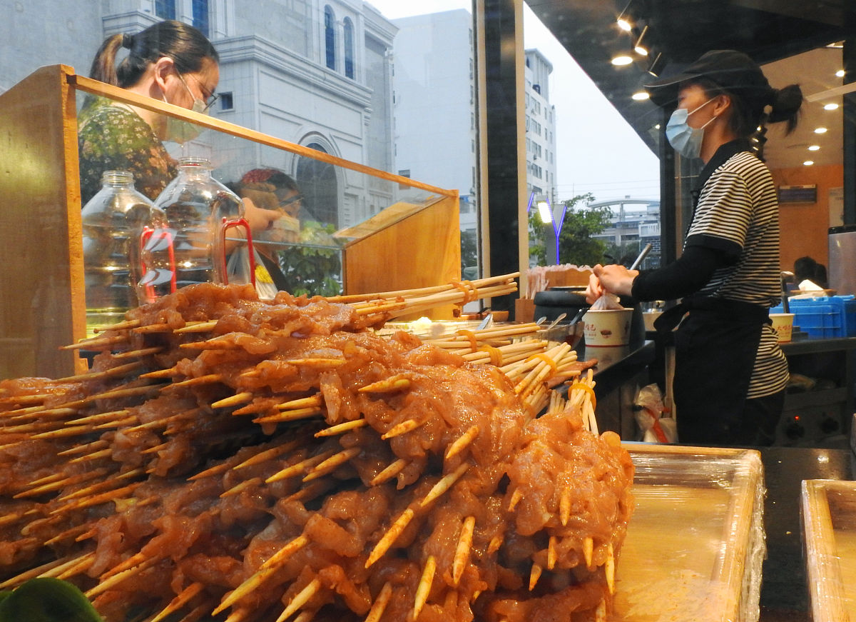 写一份羊肉串加烤红薯外卖好评