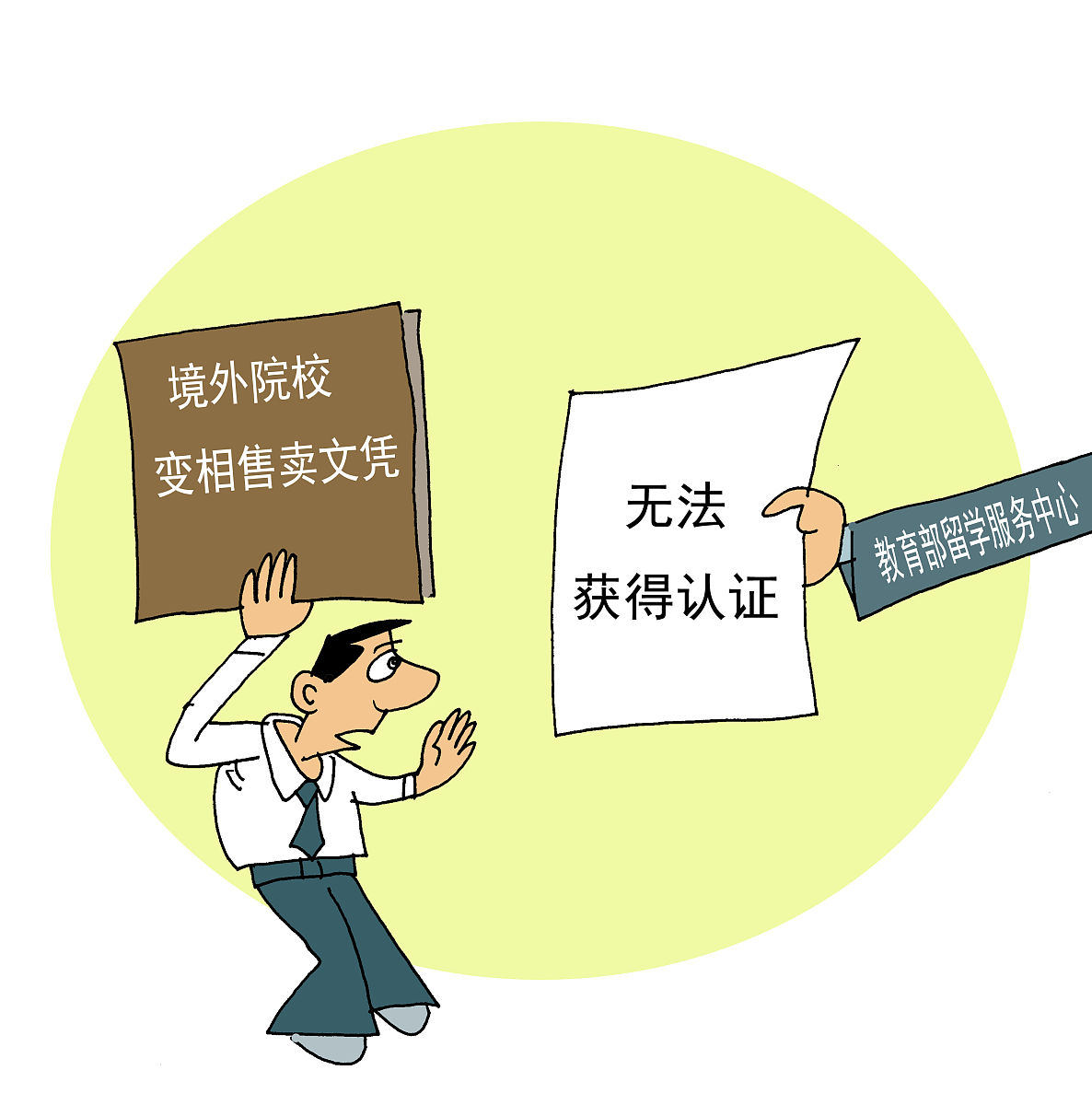 漫画:境外院校涉嫌变相售卖的文凭无法获得认证