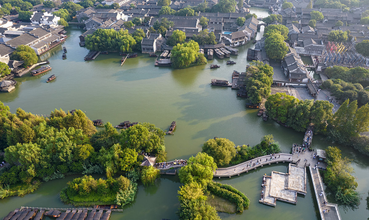 2021年9月19日,浙江嘉兴,世界互联网大会举办地乌镇,各大场馆布置进入