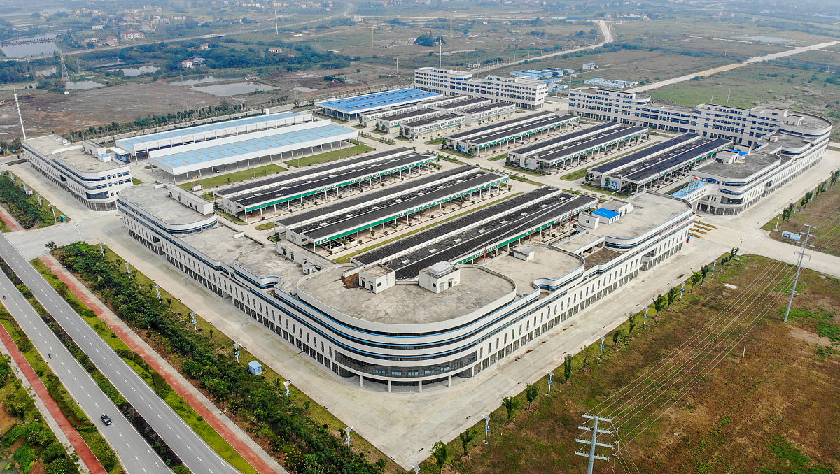 2020年10月9日,无人机拍摄的国家级荆州淡水产品批发市场全貌.