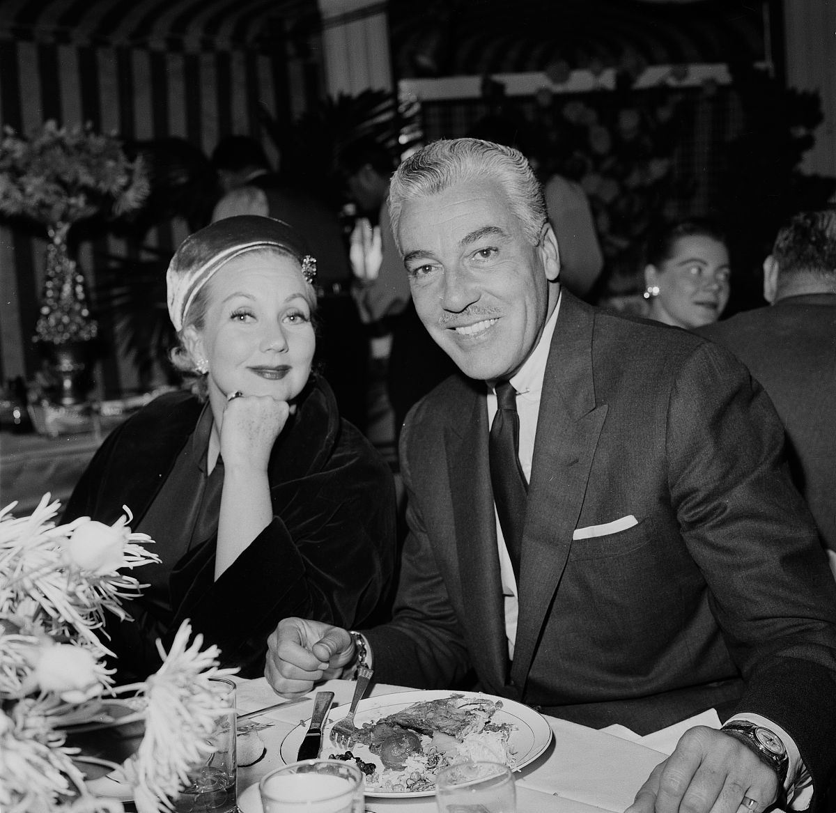 los angeles, ca - circa 1957: actor cesar romero and ann sothern