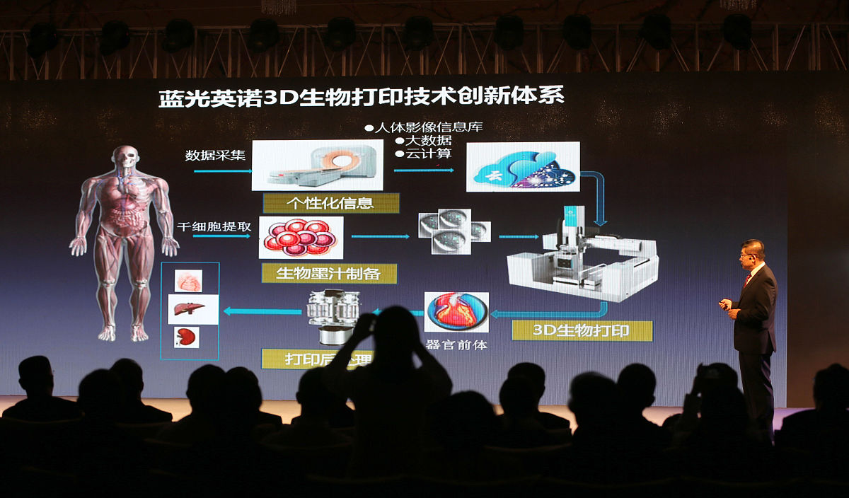 2015年10月25日,四川成都,蓝光英诺3d生物打印研究院院长首席科学家康