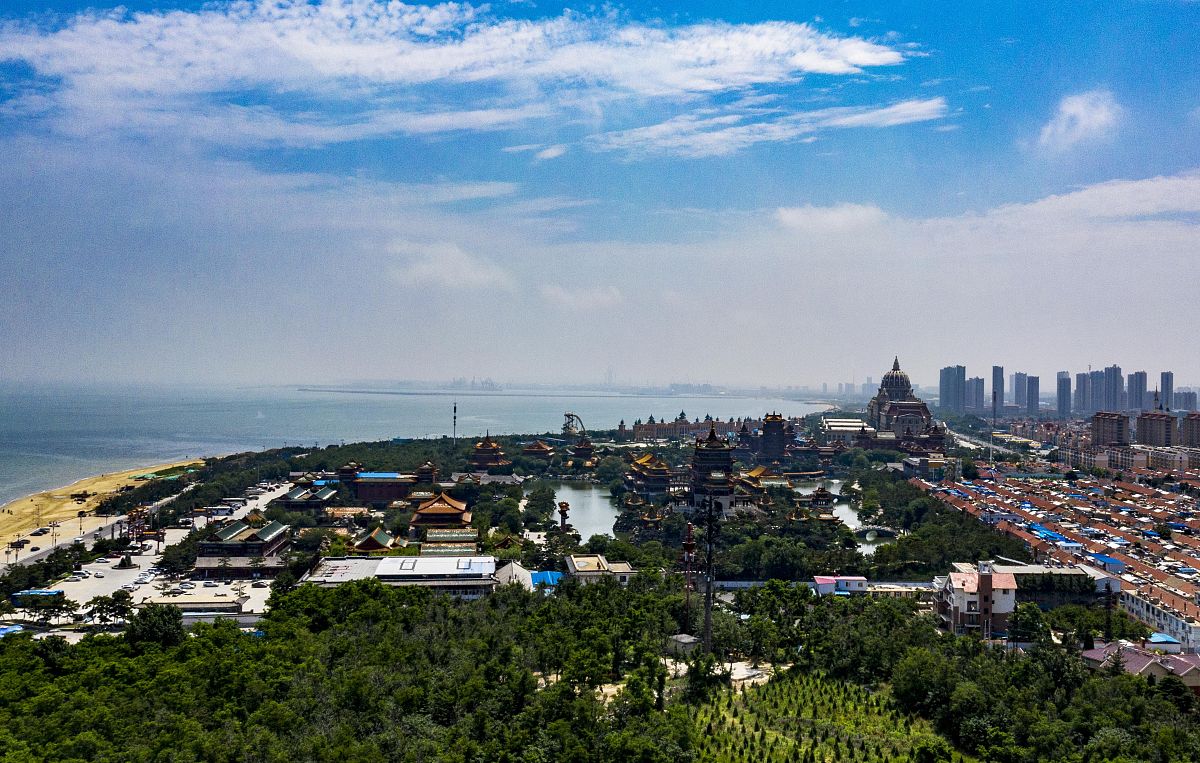 2021年6月16日,航拍山东烟台蓬莱区八仙过海景区.