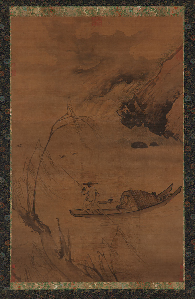 fishing with cormorants, ming dynasty, 16th century. formerly at