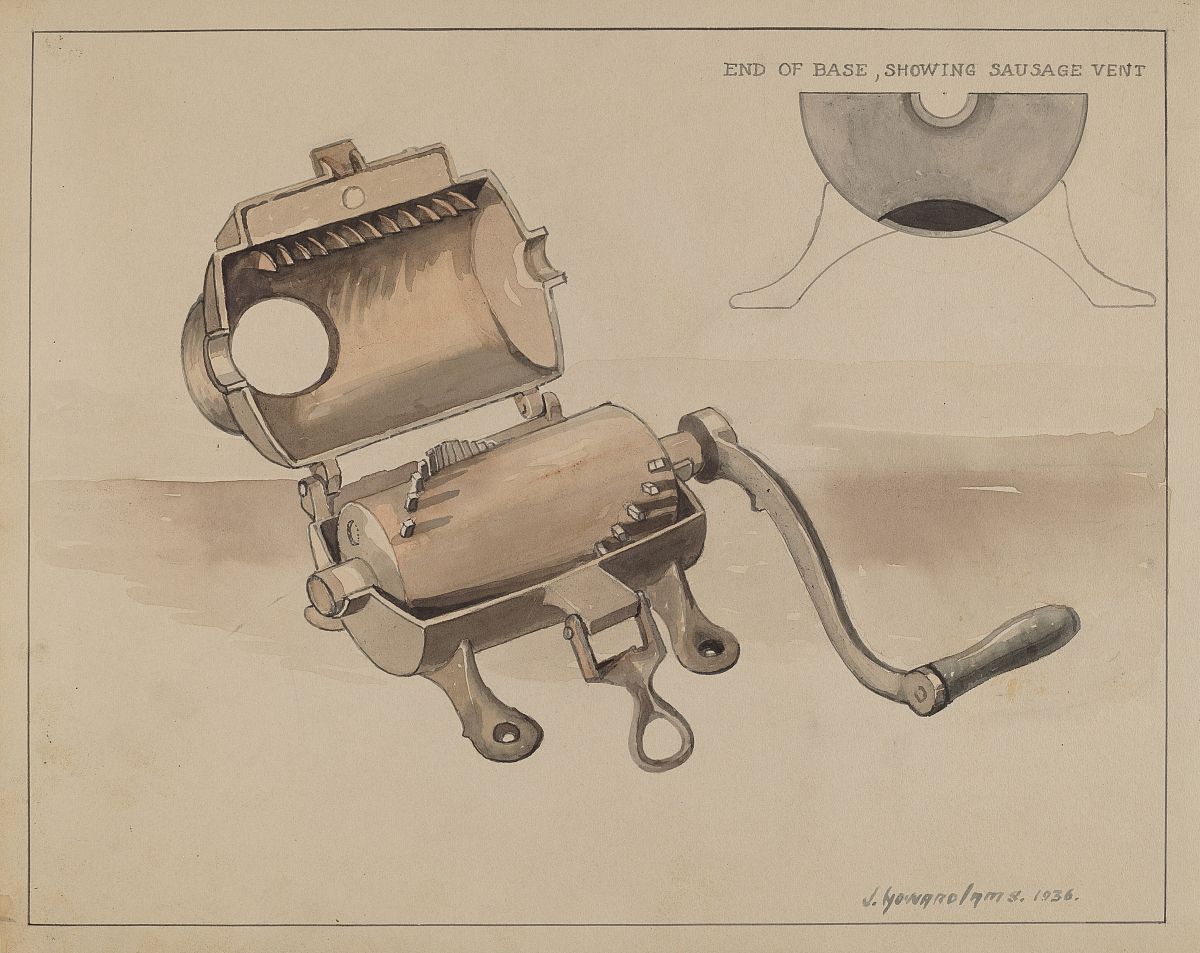 sausage grinder, 1936. artist j. howard iams. (photo by heritage
