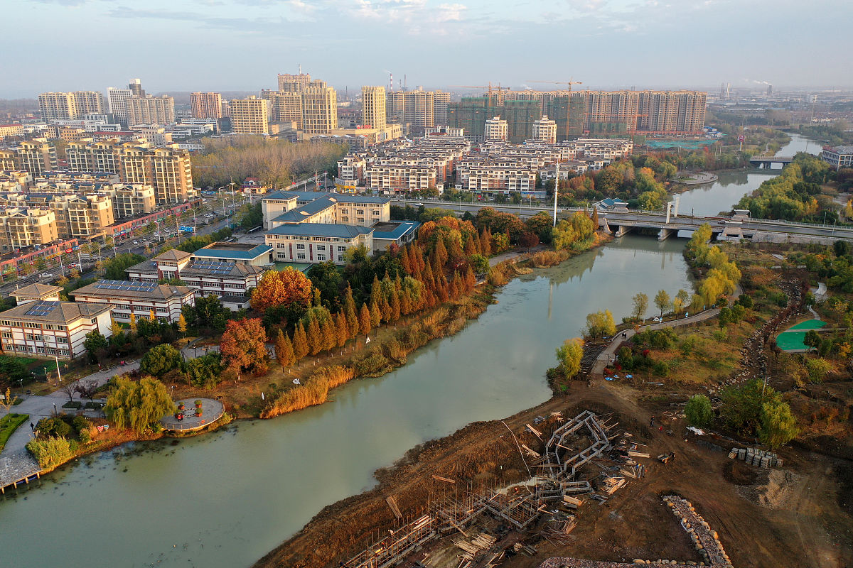 2020年11月18日,航拍江苏省淮安市洪泽区.
