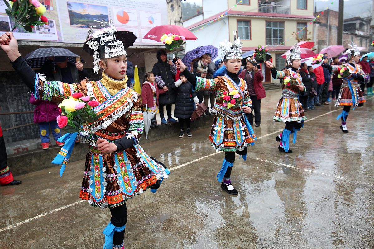 2019年2月14日,广西柳州,在融水苗族自治县安太乡江竹村大东江壮寨,几