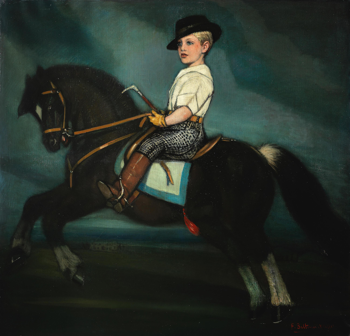 西班牙,《骑马的男孩》油画,画中人物为第十一代波·.