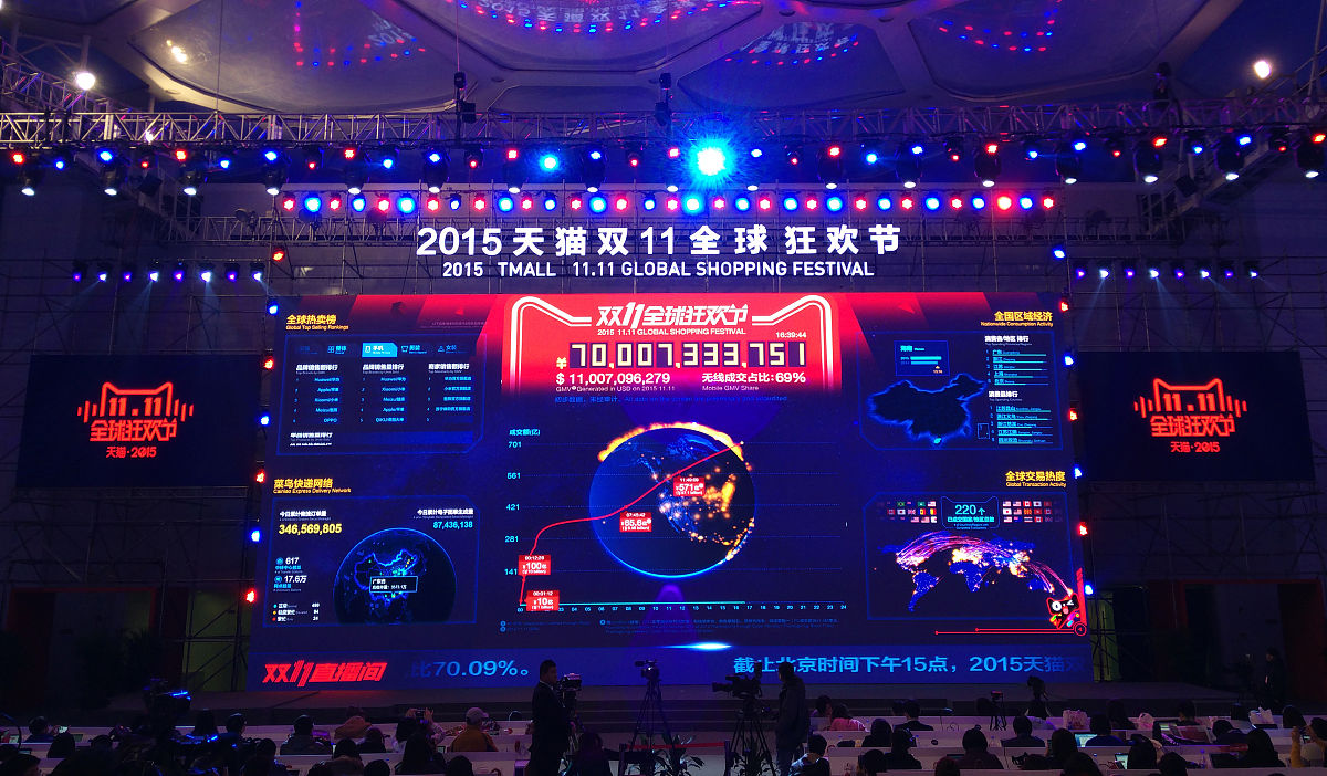 2015年11月11日,北京,位于水立方的2015天猫双11全球狂欢节媒体中心,