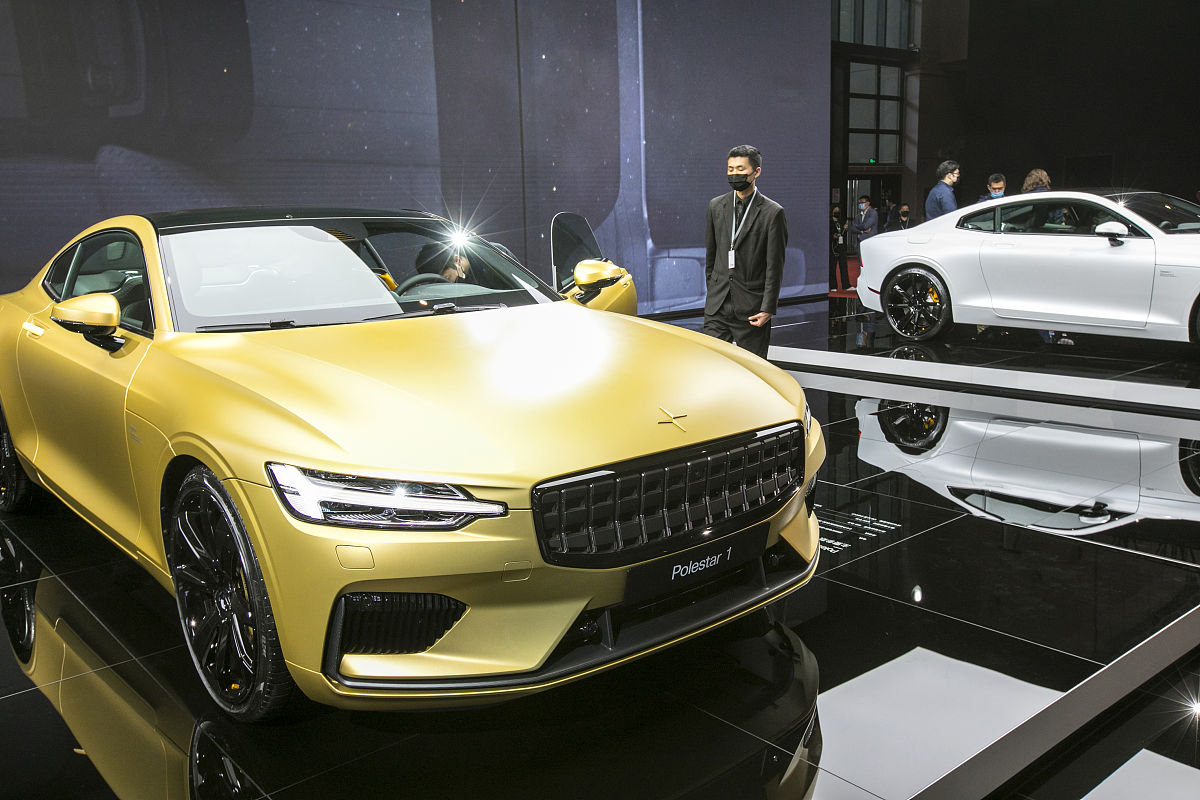 2021年4月19日,2021上海车展,北欧电动汽车polestar 2,极星汽车.