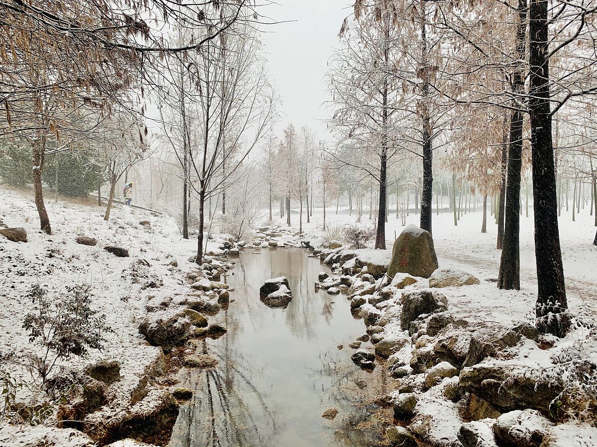 2020年12月29日,江苏徐州,中国矿业大学南湖校区迎来降雪天气.