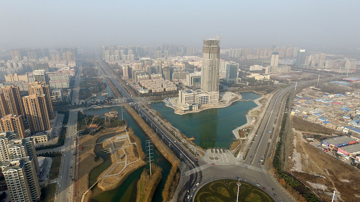 2015年12月31日,河南许昌,航拍东湖.