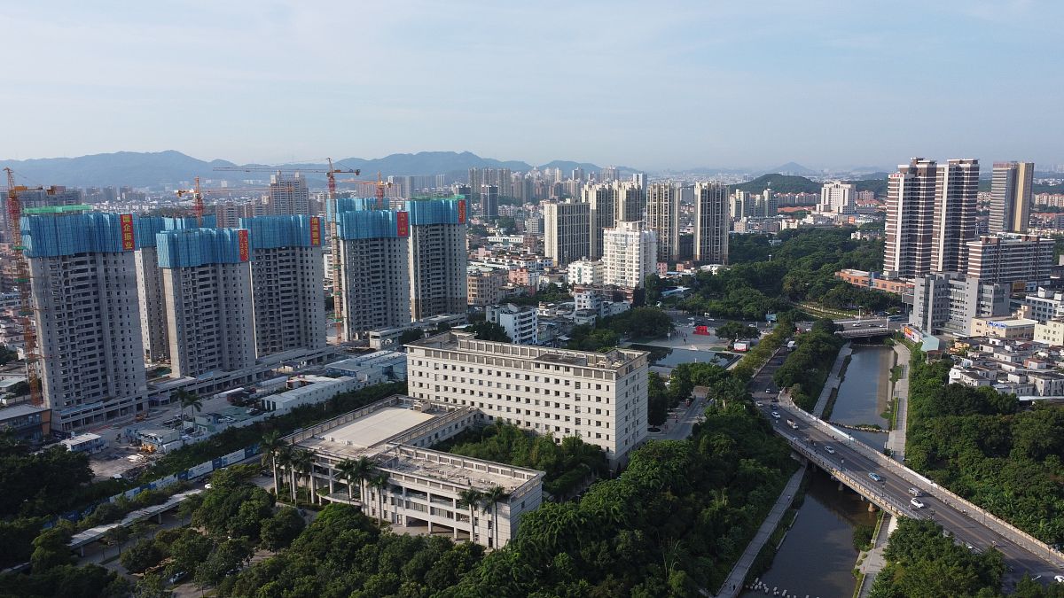 2021年9月10日,广东省东莞市清溪镇,航拍城市风光.