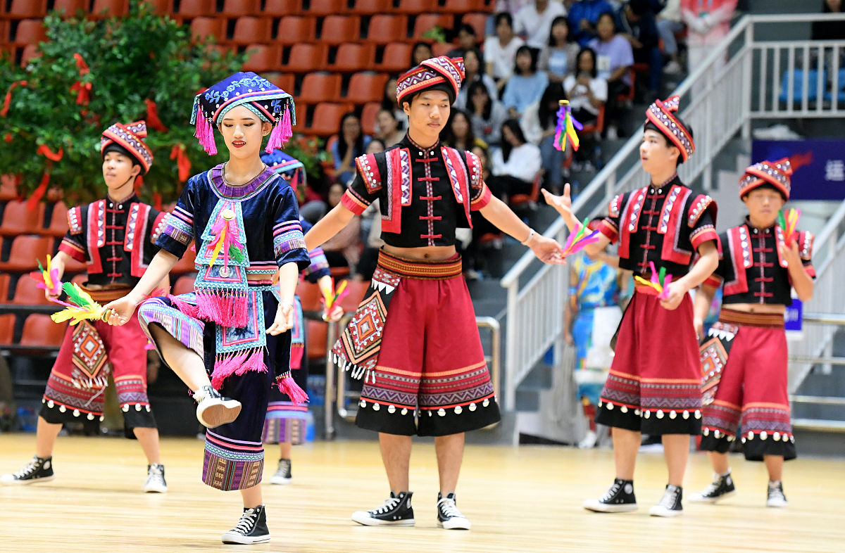 2019年9月11日,郑州,第十一届全国少数民族传统体育运动会表演项目比