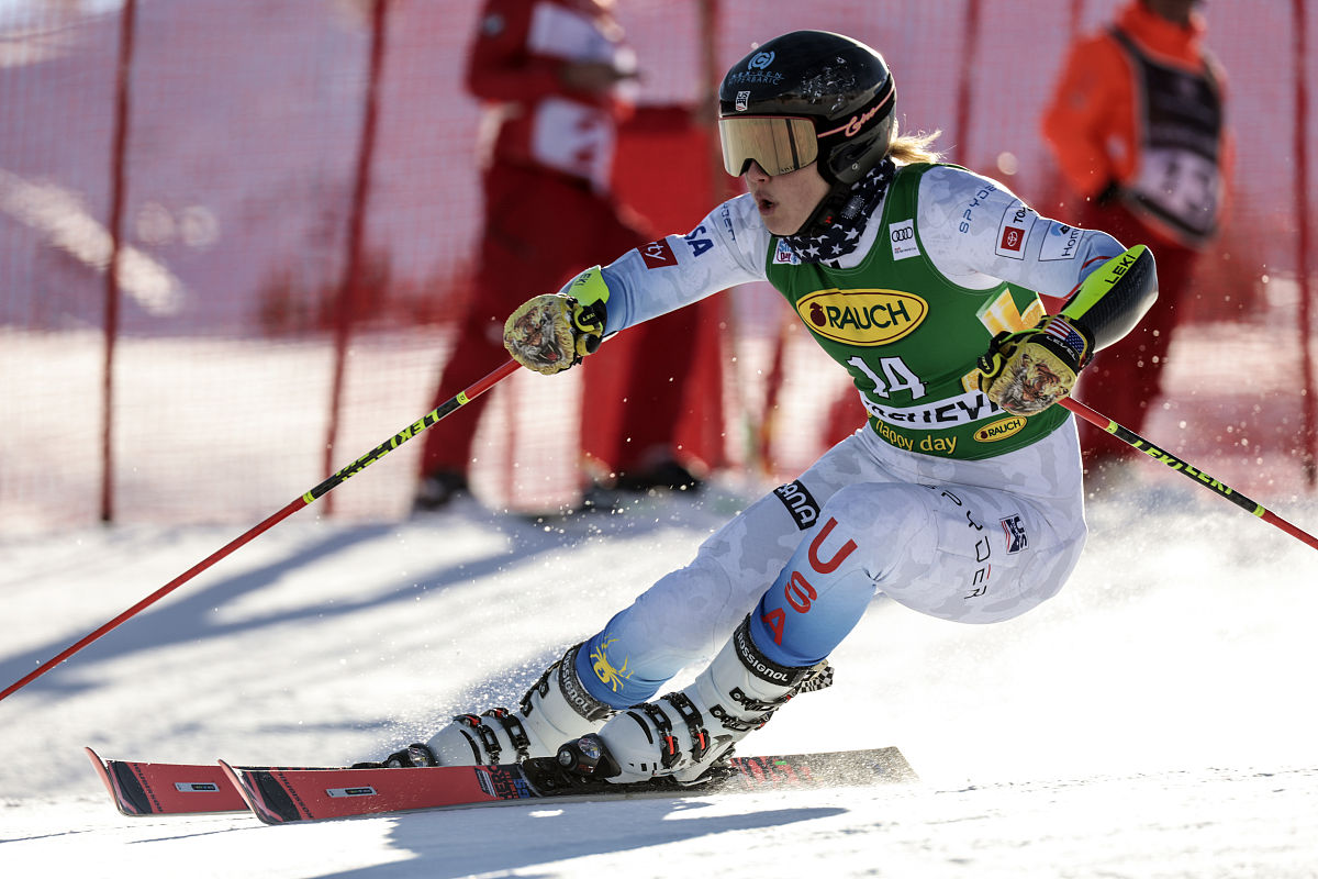 united states' nina o brien competes during an alpine ski, women