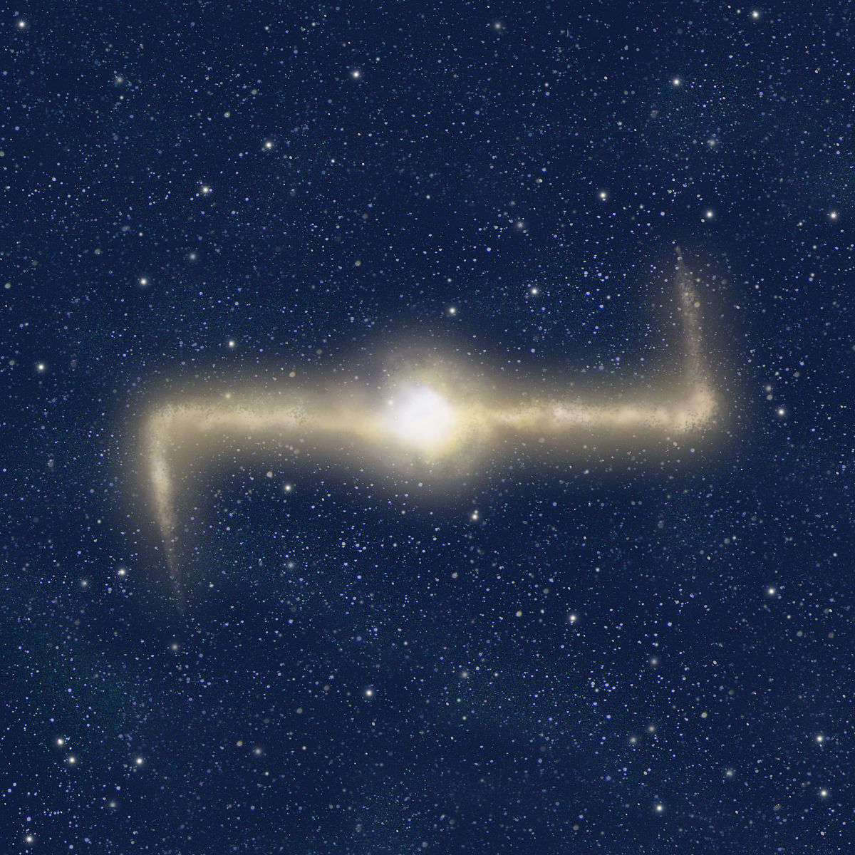 barred spiral galaxy, galaxy crossed by a bar of stars and inter