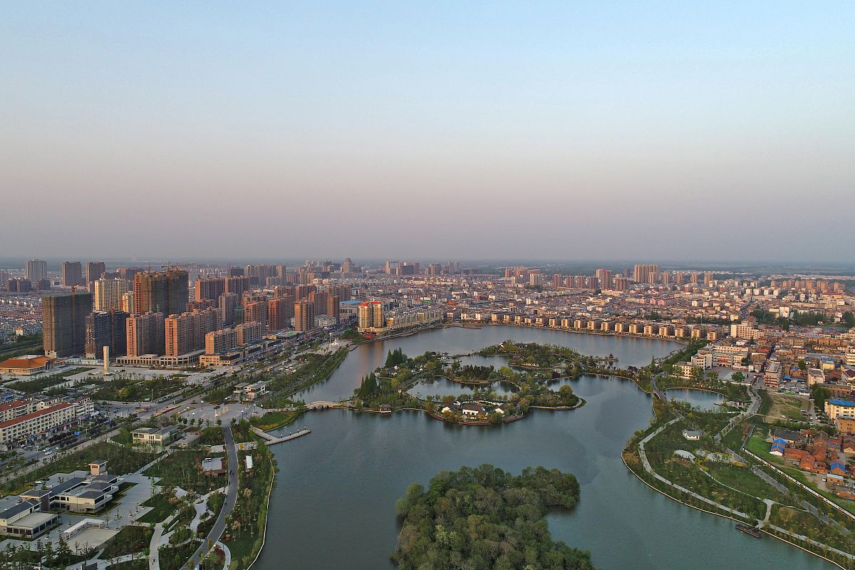 2017年4月27日,航拍江苏省淮安市涟水县五岛湖公园.
