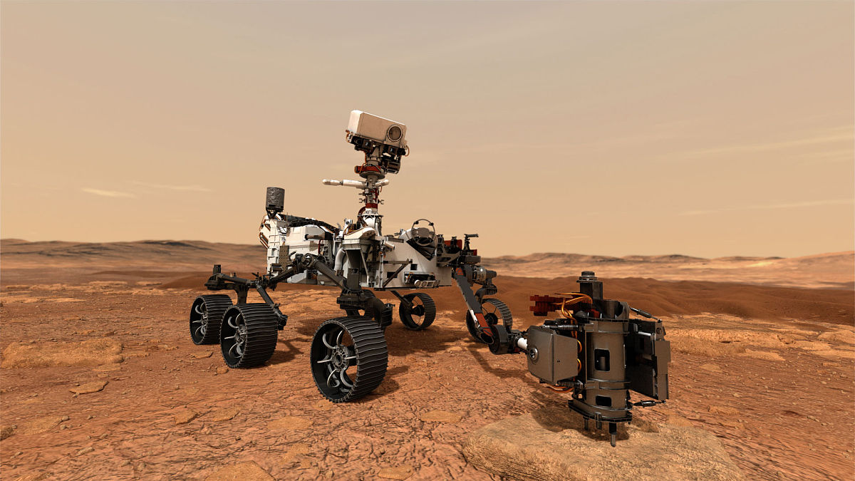 当地时间2021年2月18日,美国nasa"毅力号"火星探测器已成功降落在火星