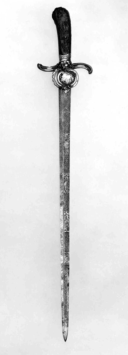 hunting sword, german, dresden, circa 1750. signed by johann geo