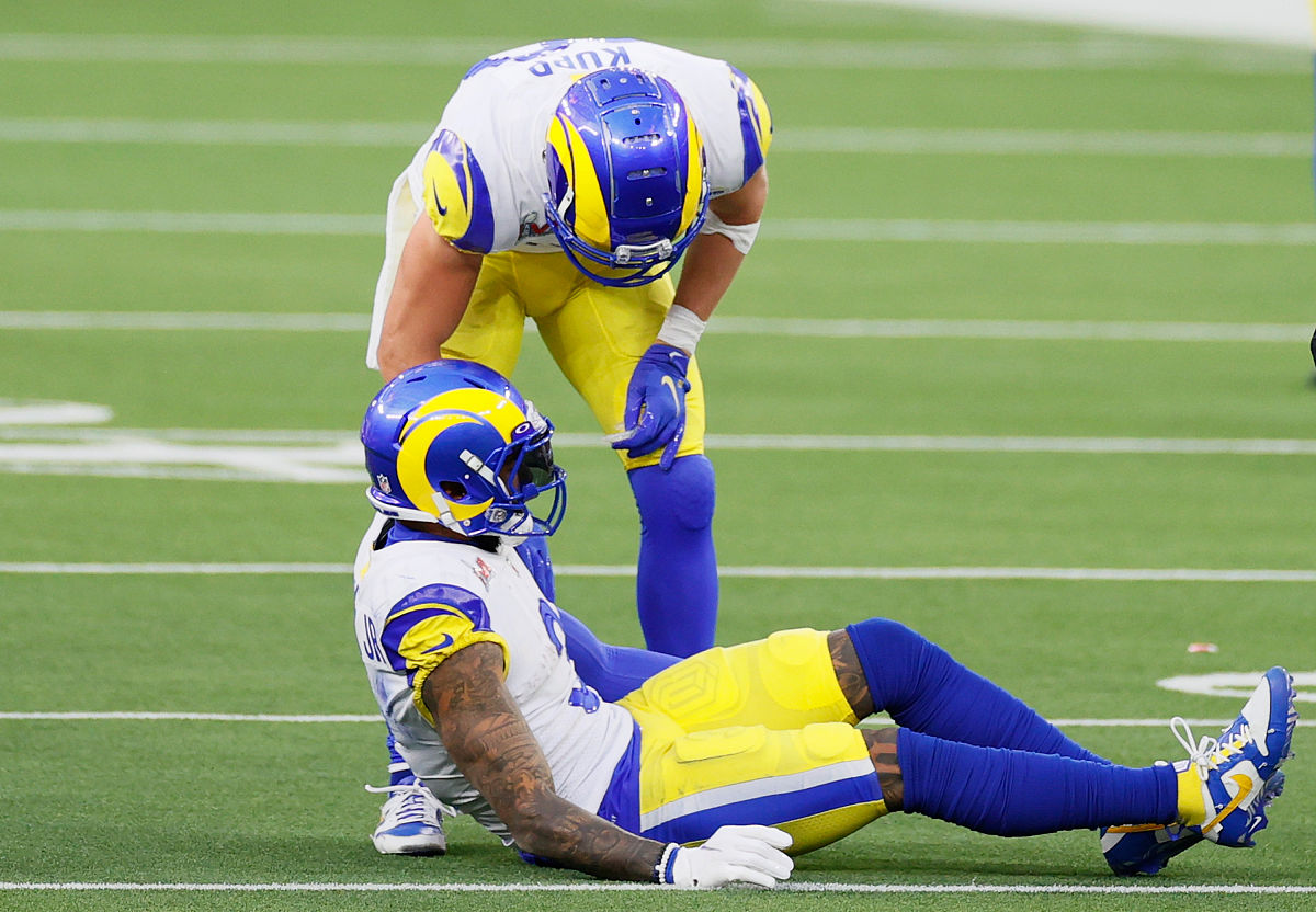 inglewood, california - february 13: cooper kupp #10 tends to od